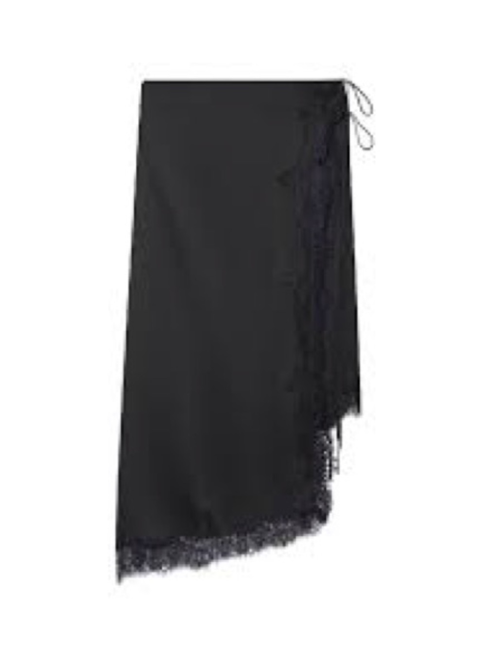 Zara Black Asymmetrical Lace-Trim Wrap Skirt